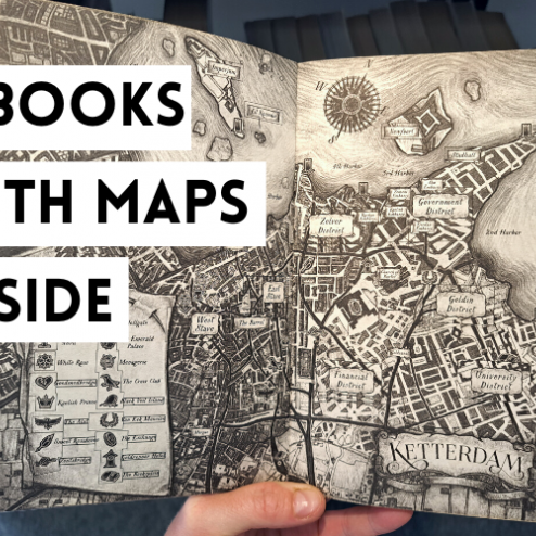 8 books with maps inside