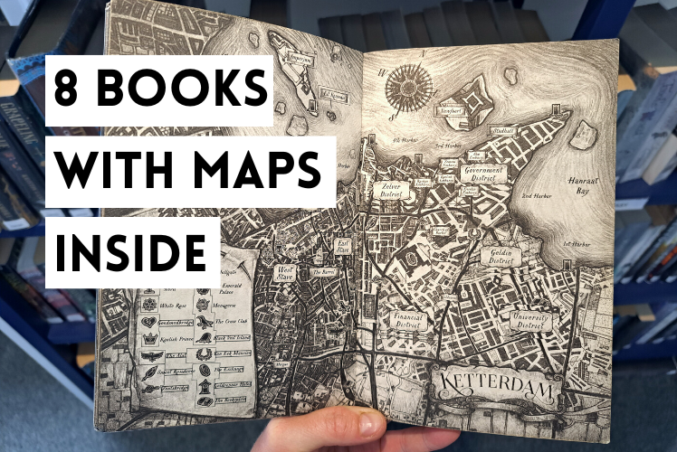 8 books with maps inside